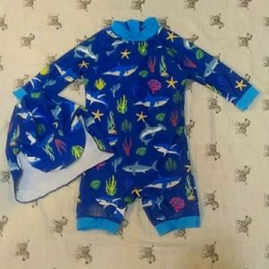 Baby boy swim suit with hat